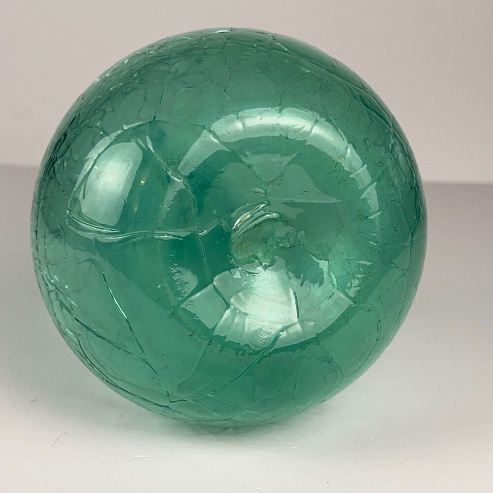 Vintage Blenko #37 Sea Green Crackle Glass Decanter Round Base Rough Pontil MCM - Picture 3 of 11